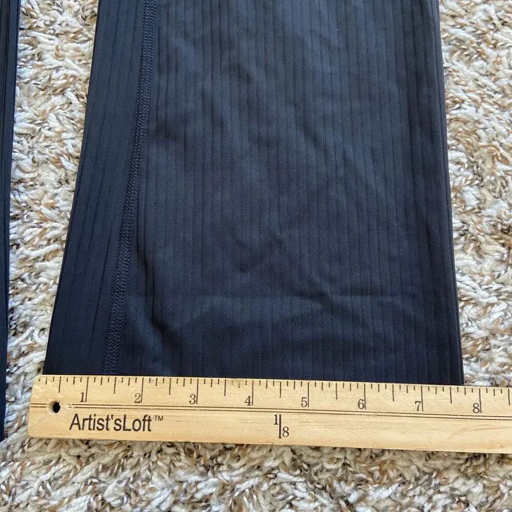Prana Luxara Rib Flare Crop Legging Women's M Black High Rise Ribbed Texture - Picture 12 of 13